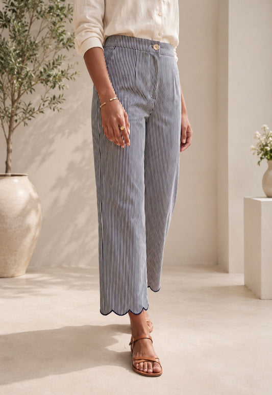 Pantalon rayé bleu